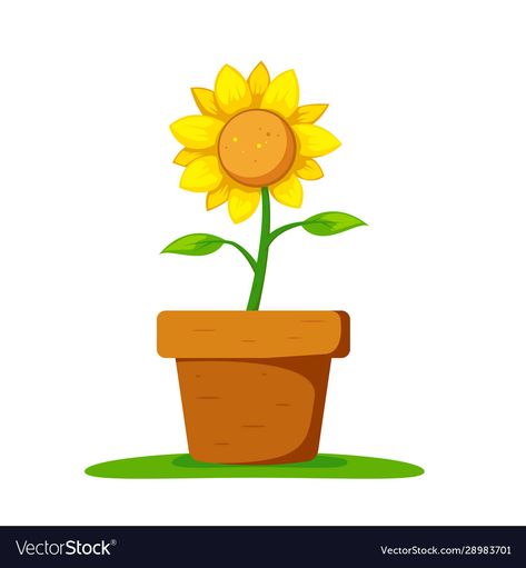 Sunflower In Pot, Stencil Flowers, Pot Illustration, Birthday Logo, On The Ground, Just Do It, Vector Logo, Png Images, Vector Art