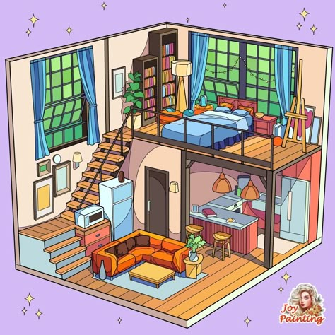 Isometric Art House, Isometric Room Drawing, Bedroom Drawings, Dream House Drawing, Isometric Drawing Exercises, Isometric Rooms, Isometric Room, Small Room Organization, Bedroom Drawing