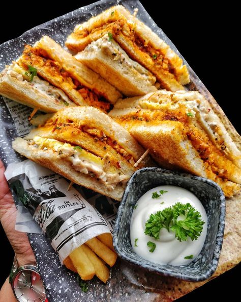 Archana bagh on Instagram: “Double decker chicken sandwich to start my day 😍😋 . No repost 🚫 . What's in your breakfast today...? Comment below 😎 . ➖➖➖➖➖➖➖ Follow ~~~~…” Chicken Sandwich, My Day, Chicken Wings, Sandwiches, To Start, Meat, Chicken, On Instagram, Instagram