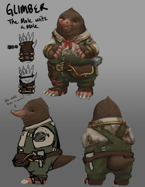 Mole Character, Cartoon Mole, Degenerate Art, Character Reference Sheet, Dnd Races, The Scout, Fantasy Beasts, Dnd Art, Animation Design