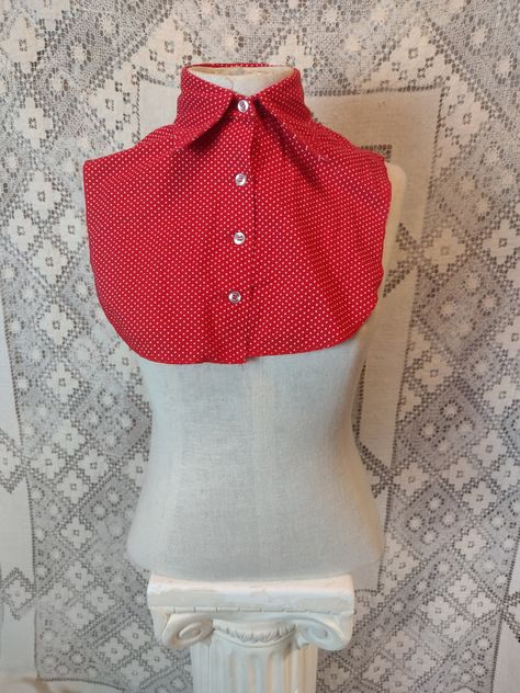 Dicky Collar, Bib Collar, 60s Retro, Button Up Blouse, Vintage 60s, True Vintage, White Polka Dot, Vintage Clothing, Scarf Accessory