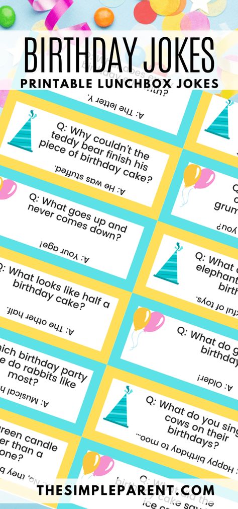 Happy Birthday Jokes, Birthday Jokes For Kids, 40 Blows, Lunch Jokes, Funny Birthday Jokes, Funny Birthday Message, Party Jokes, Kids Jokes, Funny Wishes