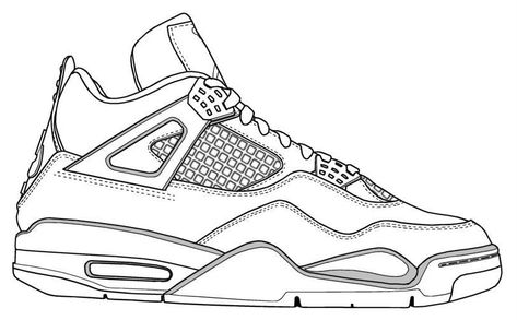 Sneakers Sketch, Sneakers Illustration, Impressive Art, Shoe Template, Sneakers Drawing, Air Jordan Retro 4, Shoe Sketches, Jordan Retro 4, Sneaker Art