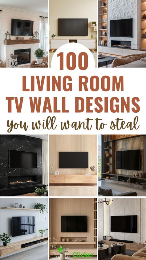 living room tv wall ideas Mounted Tv Wall Decor Living Rooms, Wainscoting Behind Tv, Two Story Living Room Tv Wall, Tv Wall Design Simple Modern, Media Accent Wall, Tv Wall Minimalist Design, Shiplap Ideas Living Room, Brick Wall With Fireplace And Tv, Tv Feature Wall Ideas Living Room