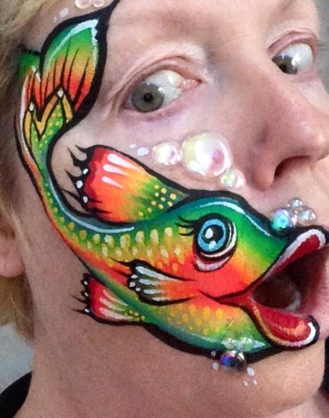 Animal Face Paintings, Face Painting For Boys, Cheek Art, Fish Face, Face Painting Easy, Kids Face Paint, Face Painting Designs, Kids Makeup, Lip Art