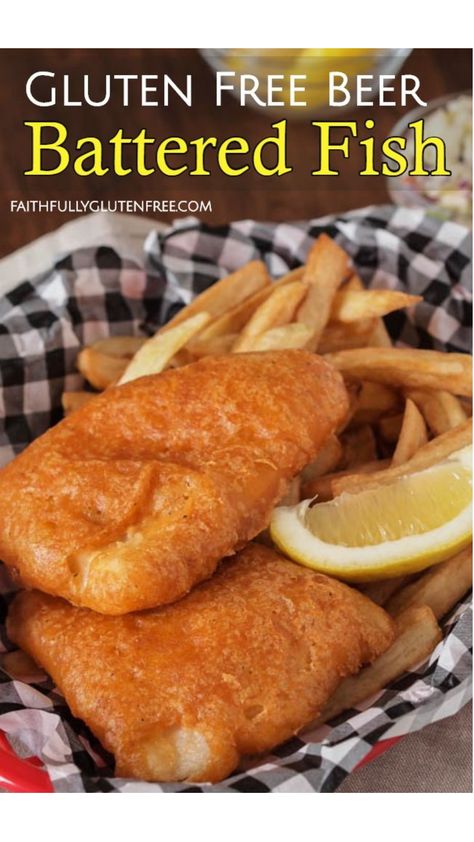 You won't believe how easy it is to make your own Gluten Free Beer Battered Fish at home. Add a side of fries, and you've got the perfect pub dinner. Gluten Free Beer Battered Fish, Gluten Free Fish Batter, Fish Batter, Battered Fish Tacos, Beer Battered Fish Tacos, Fish Batter Recipe, Gluten Free Meals, Gluten Free Fish, Gluten Free Dinner Easy