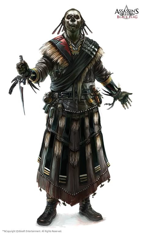 Voodoo Concept Art, Voodoo Shaman, Voodoo Fantasy Art, Shaman Outfit, Outfit Concept Art, African Necromancer, Assassin's Creed Revelations, Fantasy Shaman, African Fantasy Warrior