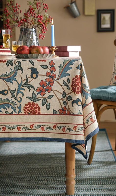 Amazon.com: patdrea French Linen Pattern Tablecloth Soft Durable Floral Table Cloth Designer Kitchen Dining Tablecloth for Rectangular Tables for Parties Christmas 67"x 67" : Home & Kitchen Table Cloth Aesthetic, Tablecloth Ideas, Trend Kitchen, Floral Table Cloth, Dining Tablecloth, Pattern Tablecloth, Linen Pattern, Designer Kitchen, Floral Table