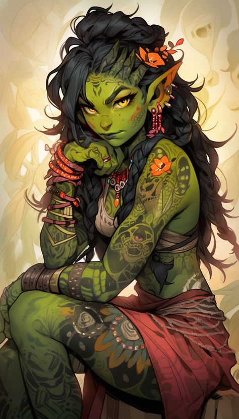 Anime Character Design References, Female Orc, Sculpting Ideas, Goblin Art, Dnd Inspiration, Arte Doodle, Pathfinder Character, Character Portrait, Fantasy Book