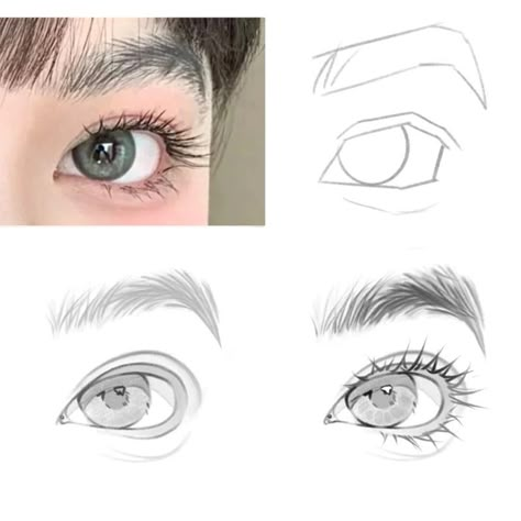 how to draw eyes drawing references – Bujo Art How To Draw Eyes Reference, Cool Eyes Drawings, Digital Eye Tutorial, Drawing Female Eyes, Draw An Eye, Simple Draw, How To Draw Eyes, Bujo Art, Eye Drawing Tutorials