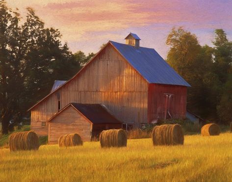 George Robinson, Vermont Art, Barn Photography, Barn Pictures, Country Barns, Rural America, Farm Living, Barn Painting, Barn Art