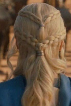 Daenerys Targaryen's braids, season 3 Targaryen Braids, Targaryen Hairstyles, Game Of Thrones Hair, Daenerys Targaryen Hair, Daenerys Hair, Targaryen Hair, Khaleesi Hair, Medieval Hair, Epic Hair