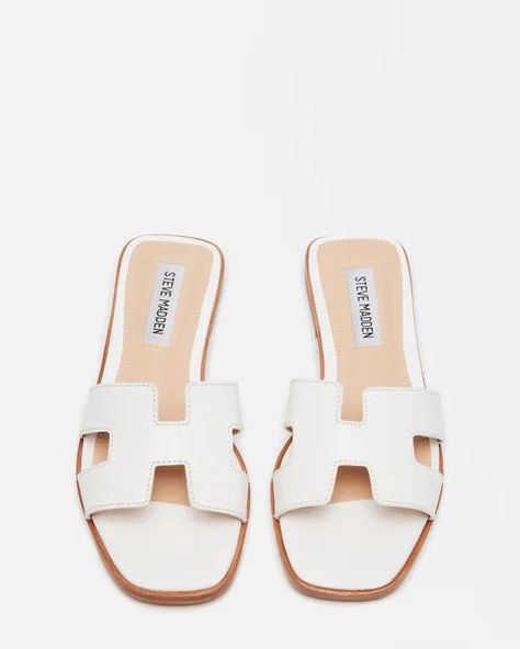 HADYN WHITE LEATHER | Steve Madden (US) Sandal Design, Shopping Games, White Leather Sandals, Steve Madden Store, Leather Sandals Women, White Sandals, 5 Inch Heels, Designer Sandals, Vacation Outfits