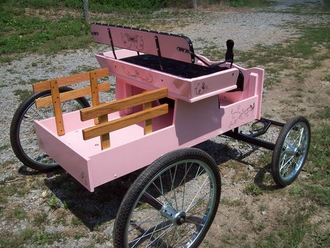 Mini Horse Cart, Chicken Accessories, Horse Cart, Wooden Cart, Easy Diy Hacks, Horse Drawn Wagon, Wooden Wagon, Mini Pony, Bicycle Trailer