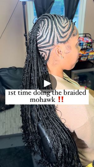 26K views · 3.7K reactions | 1st time doing the braided Mohawk … and I SPAZZEDDDDD‼️‼️‼️🔥🔥🔥🔥🔥 #nflwags #cincinnatibraider #cincinnatibengals #fyp #fypシ #ohiohairstylist #nflwives #columbushairstylist  #cincinnatibengals #bengalsbabies #kidsbraids #ohiohairstylist #fyp #fypシ #cincinnatibraider #braidsbraidsbraids #braids #braidideas #braidedmohawk #mohawkbraids | Ellie | GloRilla · TGIF (Extended) Mowhak Hairstyle Female Braids, Flip Over Mohawk Braids, Knotless Mohawk Braids, Mohawk Knotless Braids, Mohawk Boho Braids, Braid Mohawk For Black Women, Braided Boho Mohawk, Mohawk Braids For Black Women, Braided Mohawk For Black Women