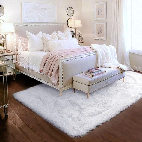 Pink Rug Aesthetic, Rose Pink Room, Rugs For Room, Carpet For Nursery, Fuzzy Carpet, Pink Shag Rug, Rug For Room, Pink Rugs, White Shag Rug