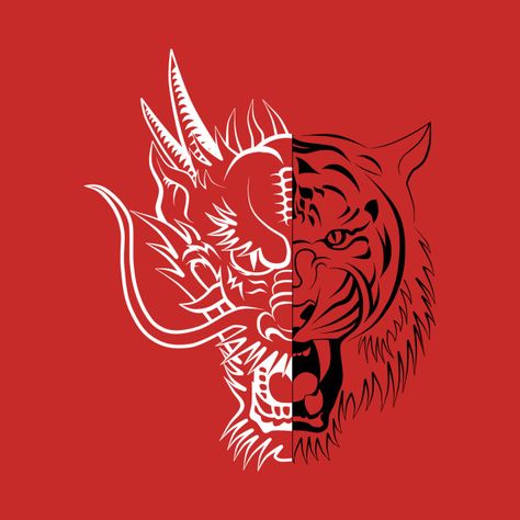 Toradora Tiger, Dragon Tiger Tattoo, Ink Tattoo Design, Red Tattoo Ideas, Red Ink Tattoo, Light Dragon, Tiger Dragon, Dragon Tattoo Art, Tiger Tattoo Design