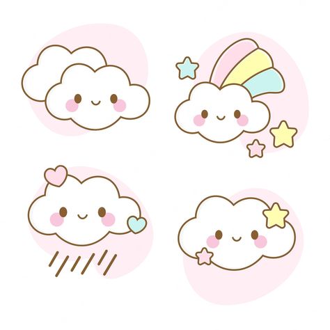 Premium Vector | Vector little cloud kawaii, drawing little cloud, candy color Cloud Cartoon, Cute Cloud, Cartoon Drawing, Premium Vector, Pastel, Stars, Color, Kawaii