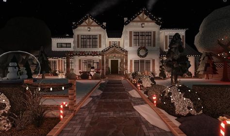 Bloxburg Christmas, Cottage Core Bloxburg House, Bloxburg House Builds, Bloxburg Beach House, Luxury Baby Room, Modern Mansions, Winter House Exterior, Beach House Room, Preppy House