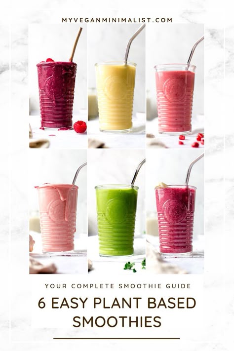 Vegan Juices And Smoothies, Healthy Vegan Smoothie Recipes, Juice Based Smoothies, Vegan Smoothie Recipes Plant Based, Plant Based Drinks, Easy Vegan Smoothies, Wfpb Smoothie Recipes, Healthy Vegan Smoothies, Plant Based Smoothies Recipes