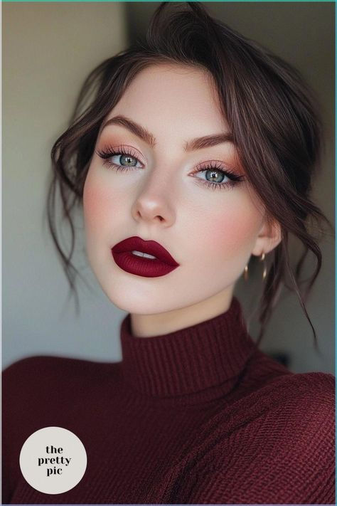 Winter Make Up, Makeup Before And After, Date Night Makeup, Red Lip Makeup, Night Beauty, Red Makeup, Inner Glow, Makijaż Smokey Eye, Braut Make-up