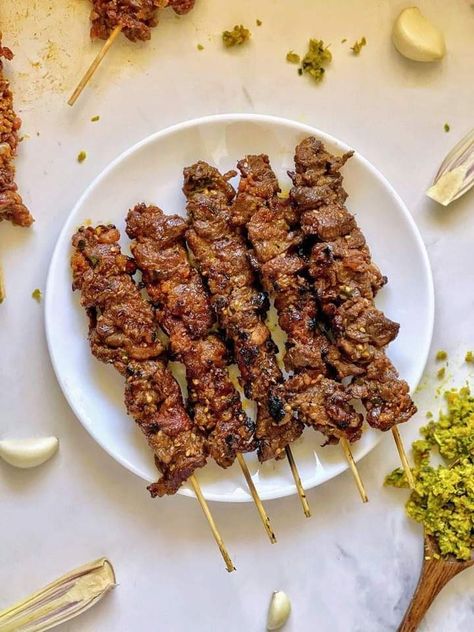 Cambodian Beef Skewers, Cambodian Beef Stick Recipe, Lemongrass Skewers, Beef Sticks Recipe, Bbq Photography, Khmer Recipes, Cambodian Recipes, Cookout Ideas, Beef Stick