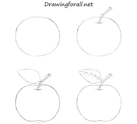 How to Draw an Apple For Beginners http://www.drawingforall.net/how-to-draw-an-apple-for-beginners/ How To Draw An Apple Step By Step, Apple Easy Drawing, How To Draw Apple, Apple Drawing Step By Step, How To Draw An Apple, Very Simple Drawing, Simple Drawing Tutorial, Draw An Apple, Drawing Apple