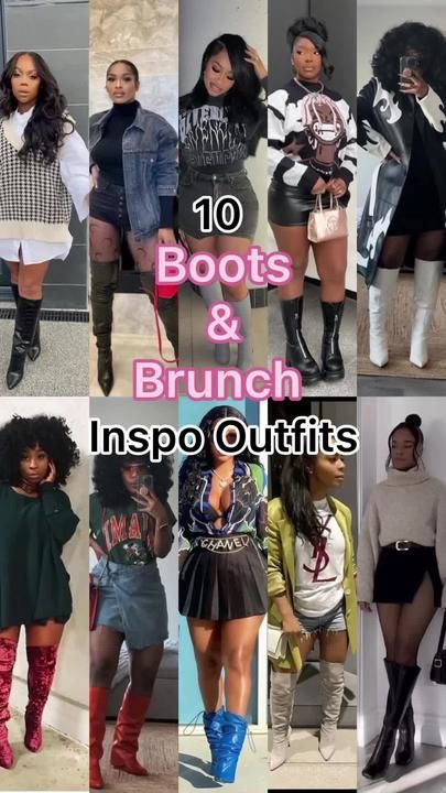 ✨Style Inspo ✨ on TikTok Brunch Date Outfit Black Woman, Boots And Brunch, Brunch Outfit Black Woman, Day Brunch Outfit, Baddie Brunch Outfit, Shein Ideas, Brunch Fits, Outfits With Boots, Bougie Outfits