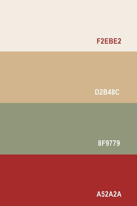 Looking for color ideas? Check out this color palette featuring Auburn Red, Artichoke Green, Tan Brown and Beige White. Tan Color Palette, Yellow Kitchen Designs, White Color Palette, Flat Color Palette, Beige Room, Auburn Red, Beige Color Palette, Website Color Palette, Color Palette Ideas