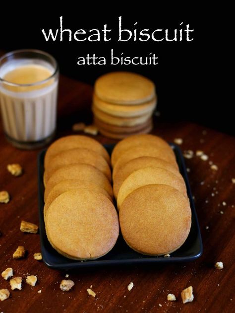 biscuit recipe, atta biscuits recipe, wheat biscuits recipe with step by step photo/video. baked sweet food/snack from wholemeal wheat flour or atta flour Atta Biscuits Recipe, Recipes Biscuits, Wheat Biscuits, Biscuits Recipes, Eggless Cookies, Easy Biscuit Recipe, Choco Chip Cookies, Butter Biscuits, Eggless Baking