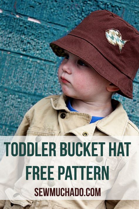 Toddler Bucket Hat - Free Pattern! Toddler Bucket Hat, Diy Bucket, Pola Topi, Bucket Hat Pattern, Sewing Hats, Boy Sewing, Hat Patterns Free, Hat Patterns To Sew, Baby Sewing Projects