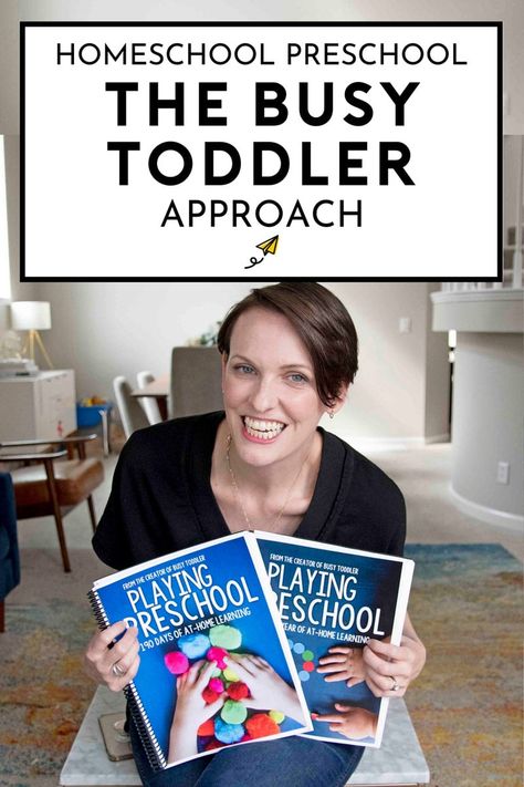 Homeschool Preschool: The Playing Preschool Program - Busy Toddler Teaching Babies, Homeschool Preschool Curriculum, Preschool Programs, Homeschool Preschool Activities, Teaching Toddlers, Homeschool Learning, Toddler Play, Preschool Curriculum, Busy Toddler