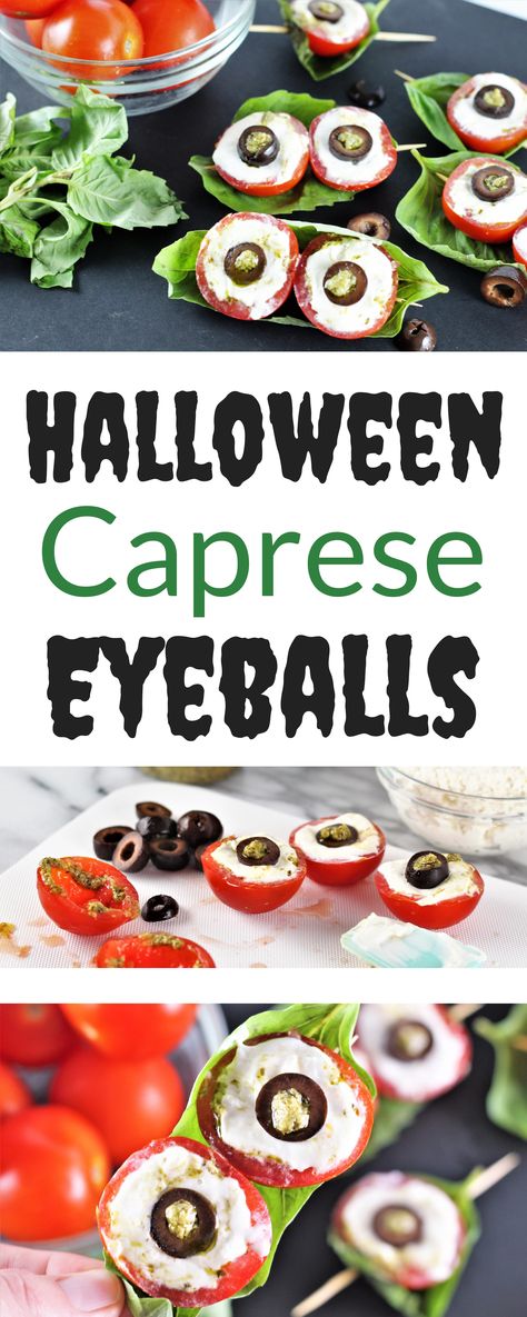 The perfect adult or kid friendly Halloween appetizer! These Halloween Caprese Eyeballs are perfect for everyone, and budget friendly! Halloween Caprese Eyeballs, Eyeball Caprese Bites, Caprese Eyeballs, Halloween Caprese, Easy Diy Halloween Treats, Kids Friendly Dinners, Keto Halloween, Eyeballs Halloween, Easy Kid Friendly Dinners