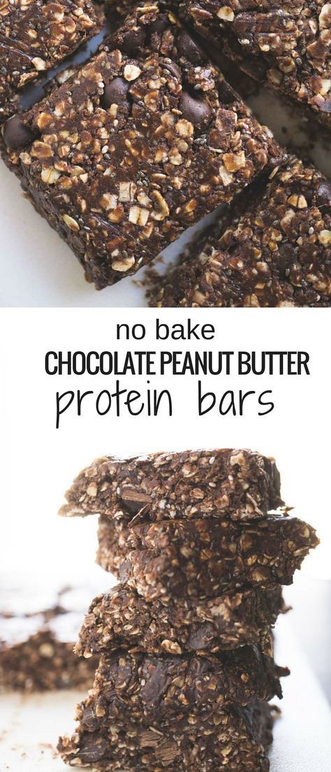 If you've got 10 minutes you've got enough time to make these No Bake Chocolate Peanut Butter Protein Bars! Hannah Food, Chocolate Peanut Butter Protein Bars, Diy Protein Bars, Protein Sweets, Ella Vegan, No Bake Protein Bars, Weight Watcher Desserts, Peanut Butter Protein Bars, Kids Breakfast