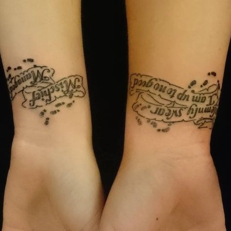 Mischief Managed Tattoo, Matching Harry Potter Tattoos, Couple Wrist Tattoos, Harry Potter Couples, Couple Tattoos Love, Maching Tattoos, Couples Tattoos, Bestie Tattoo, Map Tattoos