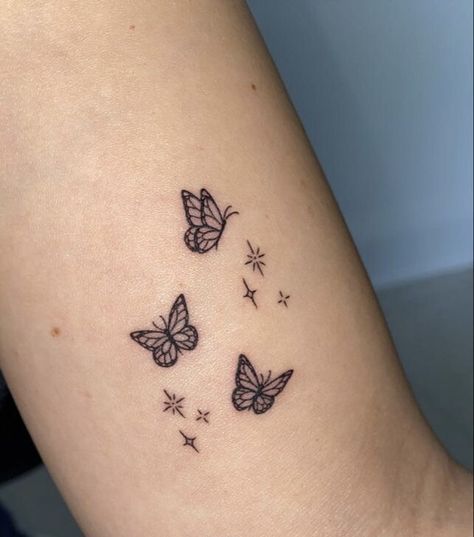 Tiny Butterfly Tattoo, Tattoos For Dad Memorial, Maching Tattoos, Matching Friend Tattoos, Small Girly Tattoos, Butterfly Tattoos For Women, Small Pretty Tattoos, Small Wrist Tattoos, Small Hand Tattoos