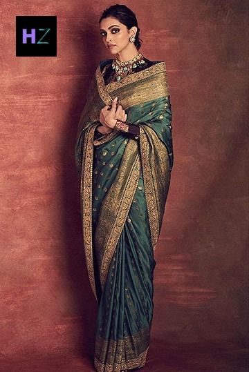 Recreate Deepika Padukone's Look In Green Sabyasachi Saree For Your BFF's Reception Royal Saree Look For Wedding, Royal Saree Look, Deepika Padukone Saree, Trending Sarees, Green Sari, Durga Pooja, Sabyasachi Sarees, Saree Draping Styles, Indian Sari Dress