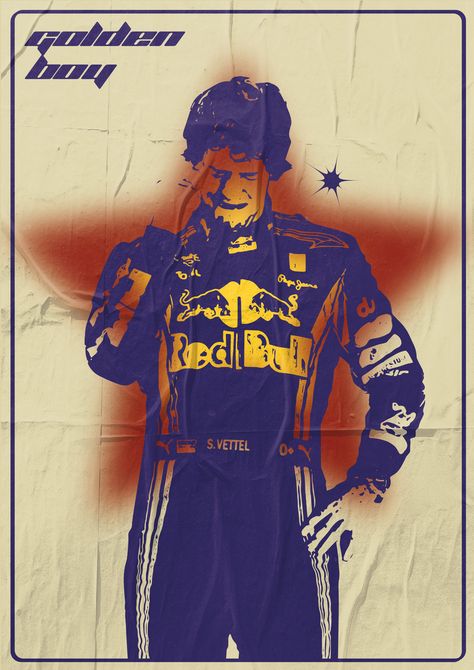 Vettel Poster, F1 Prints, Poster Vintage Retro, F1 Art, F1 Poster, Formula 1 Car Racing, Golden Boy, Sebastian Vettel, Formula 1 Car