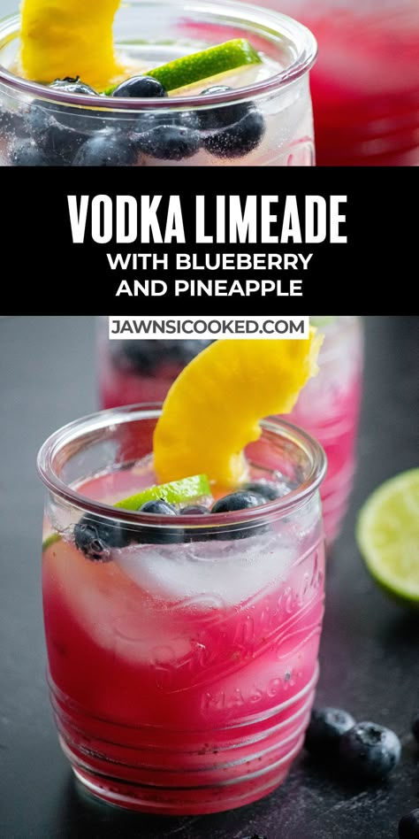 Limeade Cocktail Drink Recipes, Muddled Fruit Cocktails, Blueberry Drink Recipes, Alcohol Drinks For A Party, Refreshing Summer Drinks Alcohol, Blueberry Vodka Drinks, Summer Vodka Drinks, Fresh Fruit Cocktails, Blueberry Vodka