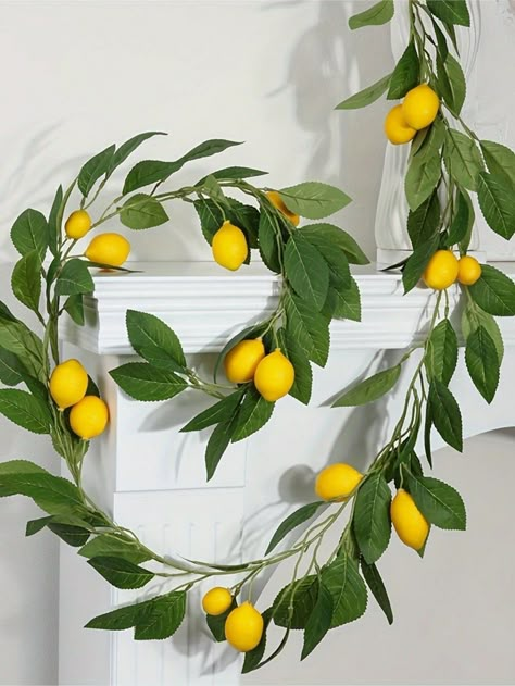 Multicolor  Collar  PS   Embellished   Home Decor Greek Themed Dinner Party Decorations, Italian Festival Decorations, Greek Event Decor, Italian Garden Bridal Shower Theme, Lemon Party Theme, Garden Bridal Shower Themes, Courtyard Door, Lemon Garland, Citrus Decor