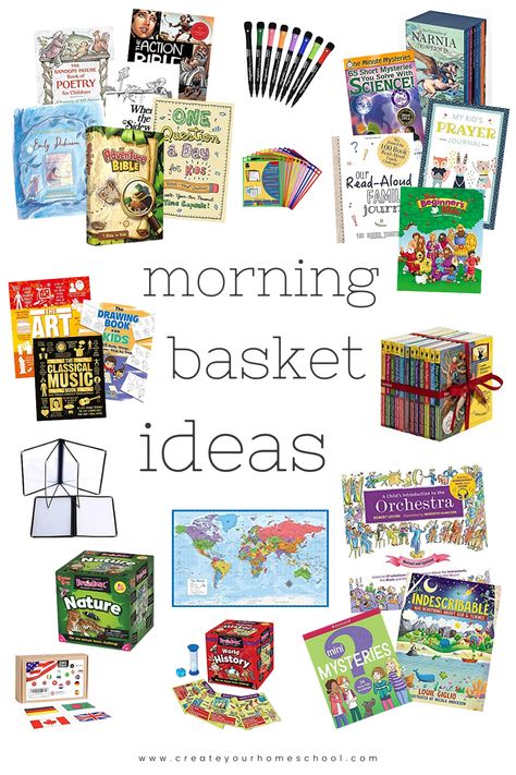 Morning Basket Middle School, Homeschool Enrichment Ideas, Morning Basket Homeschool 2nd Grade, Morning Basket 2nd Grade, Screen Free Morning Basket, Morning Time Basket Homeschool, Morning Baskets For Older Kids, Morning Basket Ideas For Older Kids, Homeschool Morning Basket 1st Grade