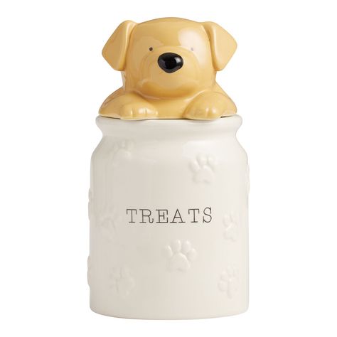 Ceramic Paw Print Pet Treat Jar with Figural Dog Lid - World Market Pet Treat, Dog Treat Jar, Treat Jar, Falls Church, Treat Jars, Dog Treat, Pet Treats, World Market, Dog Treats