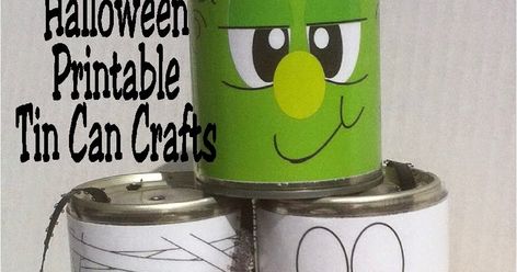 Looking for easy Halloween decorations ? How about these free printables Halloween monsters using tin cans.  These easy tin can craft s c... Tin Can Halloween Crafts, Soup Can Fall Crafts, Halloween Coffee Can Crafts, Can Halloween Crafts Tin, Halloween Tin Can Luminaries, Halloween Mantel Decor, Fun Halloween Treats, Halloween Cans, Halloween Mantel