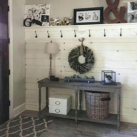 Shiplap Entryway, Shiplap Headboard, Shiplap Paneling, Installing Shiplap, Shiplap Ceiling, Shiplap Wall, Foyer Decorating, Bedroom Photos, Interior Barn Doors