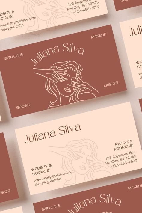 graceful feminine elegant woman line art beauty studio business card design graphicdesignfreelance #logomore #logosoon #logodesigncompany. Bussiness Card Artist, Business Card For Makeup Artist, Business Card Esthetician, Business Card Aesthetic Design, Lash Artist Business Cards, Makeup Artist Business Card, Skincare Business Cards, Aesthetic Business Cards, Lash Business Cards