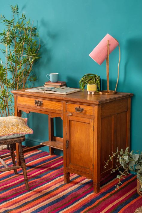 Vintage Wooden Desk, Ian Snow, Vintage Writing Desk, Wooden Writing Desk, Media Furniture, Wooden Desk, Vintage Desk, Writing Desk, Small Furniture