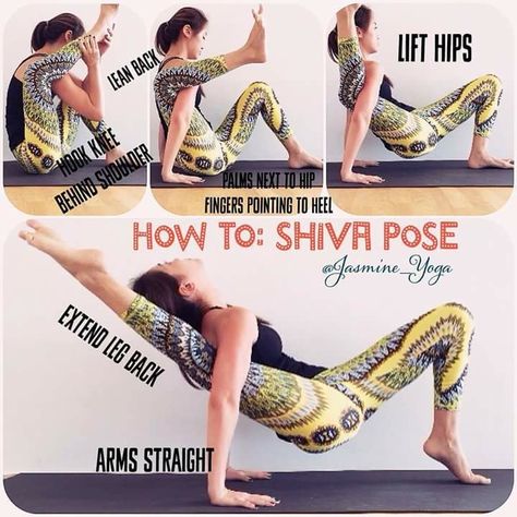 How to.... Shiva pose Shiva Pose Yoga, Yoga Peak Pose Ideas, Posture Alignment, Shiva Yoga, Yoga Steps, Yoga Ideas, Quick Yoga, Different Types Of Yoga, Yoga Movement