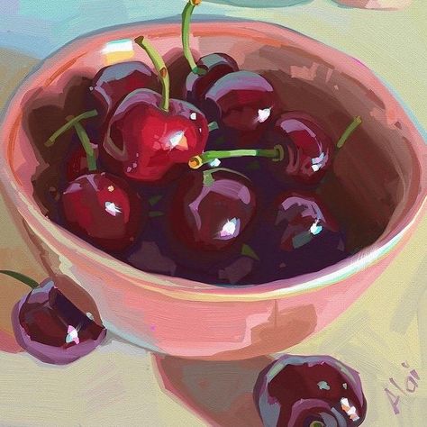 2. Playful and Artistic Concepts for Vibrant Canvas Step By Step Animation, Art Quilts Ideas, Cherry Still Life, Gouache Still Life, Cloud Painting Acrylic, Paintings Still Life, Cherries Painting, Creative Arts Therapy, Different Tools