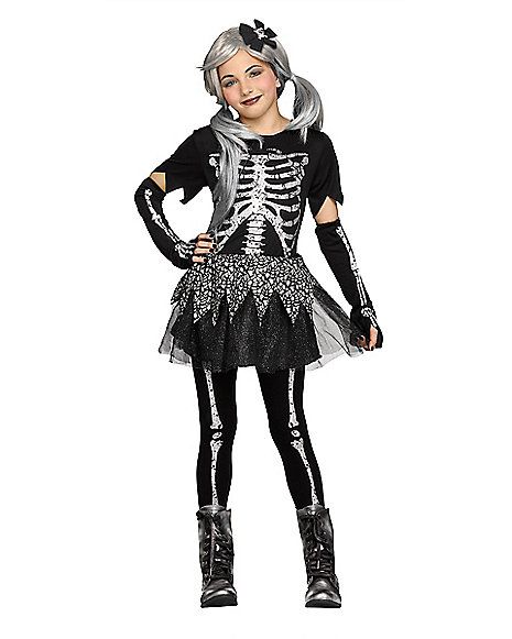 Kids Sassy Skeleton Costume - Spirithalloween.com Girls Skeleton Costume, Skeleton Costume Kids, Sassy Skeleton, Disney Costume Makeup, White Girl Braids, Medias Red, Cat Projects, Costumes 2024, Sugar Skull Costume