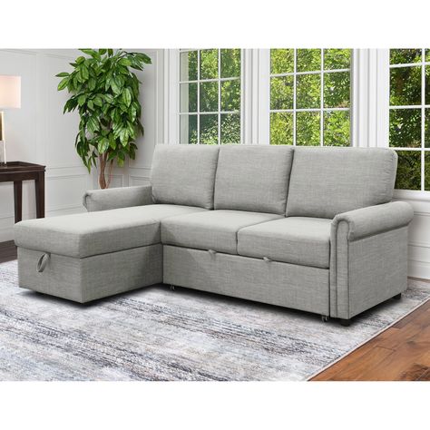 Abbyson Harding Storage Sofa Bed Reversible Sectional | Sofas & Couches | Furniture & Appliances | Shop The Exchange Custom House Ideas, Multi Purpose Room, Aztec House, L Shaped Sofa Bed, Pullout Bed, Storage Sectional, Storage Sofa, Storage Cubby, Deep Sofa